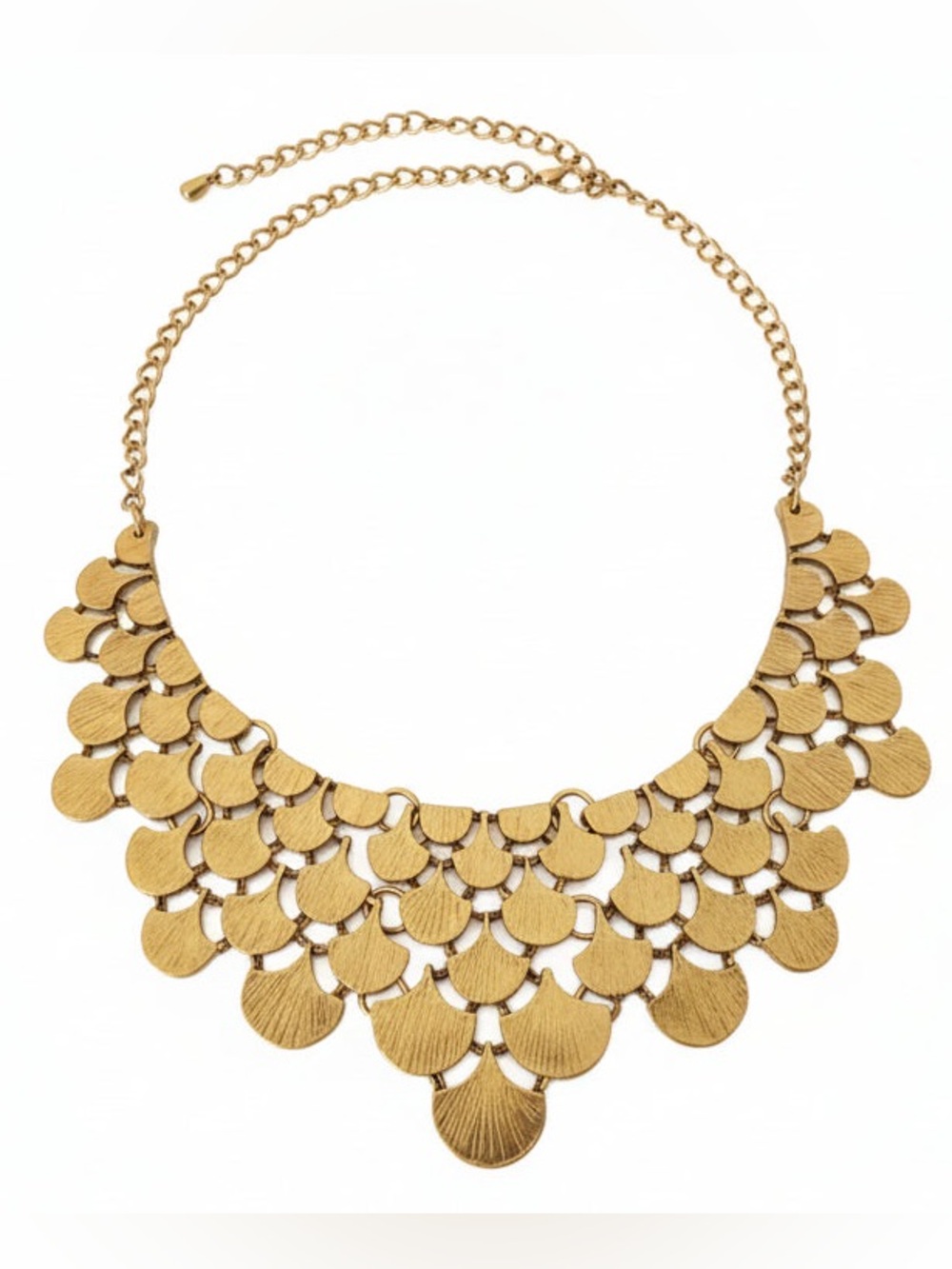New Golden Gingko Leaf Collar Statement Necklace / Bib Metal Panel Necklace - Picture 6 of 16